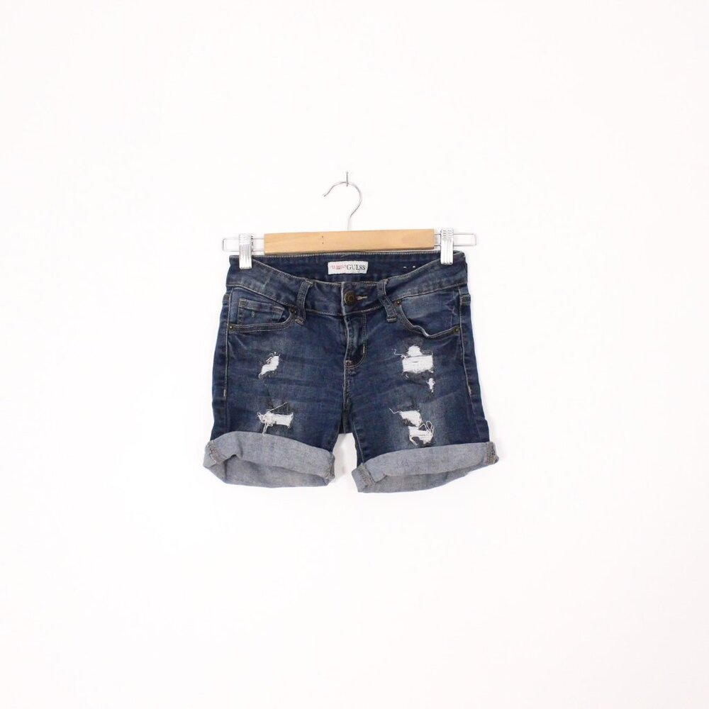 Guess Distressed Medium Wash Denim Shorts